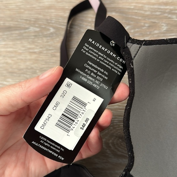 MAIDENFORM 32D T-Shirt convertible straps black lace DM7543 underwire - Picture 5 of 6